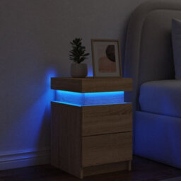 Vidaxl Bedside Cabinet With Led Lights Sonoma Oak 35X39X55 Cm - thumbnail 4