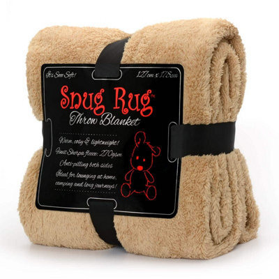 Snug Rug Blanket Luxury Sherpa Fleece Sofa Tv Throw Gift Blankets 127X178Cm - Sand Beige - image 1
