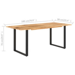 Berkfield Dining Table 180X90X76 Cm Solid Acacia Wood - thumbnail 7