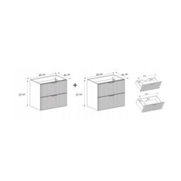 Heze Furniture Flow Bathroom Set Of 2 Standing Vanity Cabinets With Basins 120Cm - White - thumbnail 8