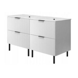 Heze Furniture Flow Bathroom Set Of 2 Standing Vanity Cabinets With Basins 120Cm - White - thumbnail 1