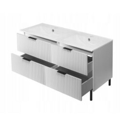 Heze Furniture Flow Bathroom Set Of 2 Standing Vanity Cabinets With Basins 120Cm - White - thumbnail 3