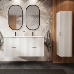 Heze Furniture Flow Bathroom Set Of 2 Standing Vanity Cabinets With Basins 120Cm - White - thumbnail 2