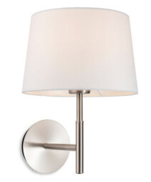 Luminosa Lighting Luminosa Seymour Classic Switched Wall Lamp Brushed Steel With Cream Shade