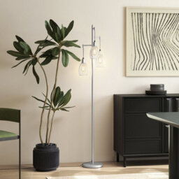 Homcom Industrial 3-Light Floor Lamp Dimmable Led Standing Lamp, Silver Tone - thumbnail 8