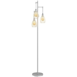 Homcom Industrial 3-Light Floor Lamp Dimmable Led Standing Lamp, Silver Tone - thumbnail 2