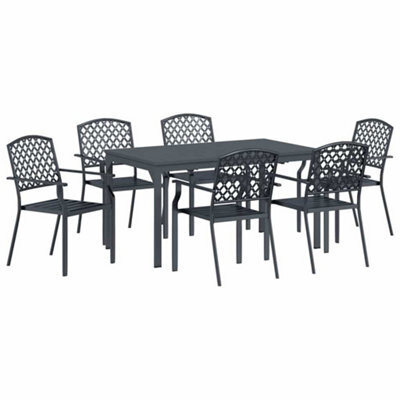 Berkfield Modern Garden Dining Set 7 Pcs Anthracite Steel