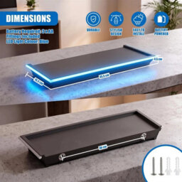 Black Floating Wall Shelf With Blue Led Light - thumbnail 4