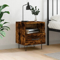 Berkfield Bedside Cabinet Smoked Oak 40X35X47.5 Cm Engineered Wood - thumbnail 1