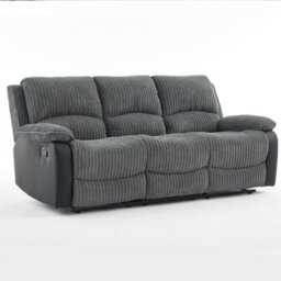 Manual Reclining Sofa, Jumbo Cord Fabric Recliner 3 Seater Armchair - 3 Seater - thumbnail 1