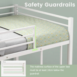 Costway 155 Cm Metal Bunk Bed Single Over Single Bunk Beds With Ladder-White - thumbnail 4