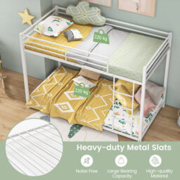 Costway 155 Cm Metal Bunk Bed Single Over Single Bunk Beds With Ladder-White - thumbnail 5