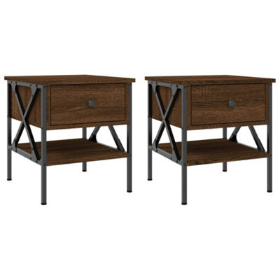 Berkfield Industrial Bedside Tables 2 Pcs Brown Oak 40X42X45 Cm Engineered Wood - image 1