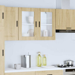 Berkfield Kitchen Wall Cabinet With Glass Door Porto Sonoma Oak - thumbnail 3