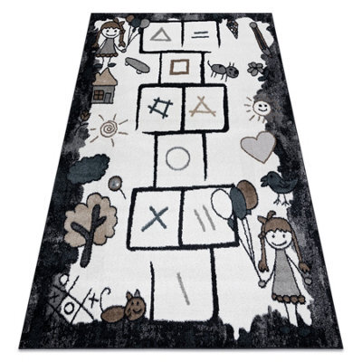 RugsX Carpet Fun Hop For Children, Hopscotch, Animals Black 120X170 Cm - image 1