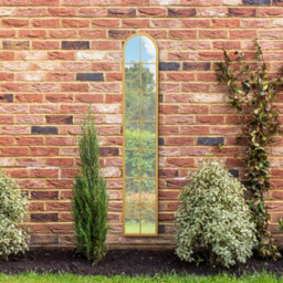 Mirroroutlet The Arcus Gold Arched Leaner Garden Wall Mirror 170Cm X 30Cm