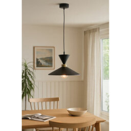 Luminosa Lighting Luminosa Amaris Dome Pendant Ceiling Light Black 1X E27 - thumbnail 2