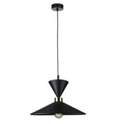 Luminosa Lighting Luminosa Amaris Dome Pendant Ceiling Light Black 1X E27 - thumbnail 1