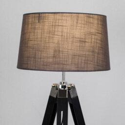 Valuelights Clipper Modern Black Wood And Silver Chrome Tripod Floor Lamp With Grey Shade - thumbnail 3