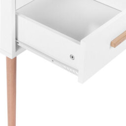 Wyld And Coco White Scandinavian Bedside Table With 2 Drawers And Solid Rubberwood Legs, Compact 40 X 40 X 61 Cm - thumbnail 7