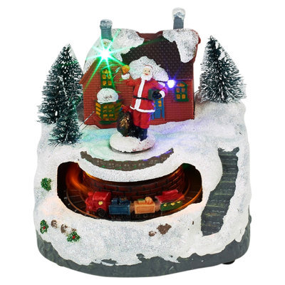 Urbn-Living Urbnliving Animated Christmas Village Scene With Moving Train Santa & Led Lights - image 1