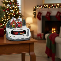 Urbn-Living Urbnliving Animated Christmas Village Scene With Moving Train Santa & Led Lights - thumbnail 2