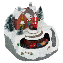 Urbn-Living Urbnliving Animated Christmas Village Scene With Moving Train Santa & Led Lights - thumbnail 7