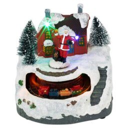 Urbn-Living Urbnliving Animated Christmas Village Scene With Moving Train Santa & Led Lights - thumbnail 1
