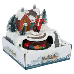 Urbn-Living Urbnliving Animated Christmas Village Scene With Moving Train Santa & Led Lights - thumbnail 9