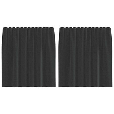 Berkfield Durable Voile Curtains With Tab Top 2 Pcs Black - image 1