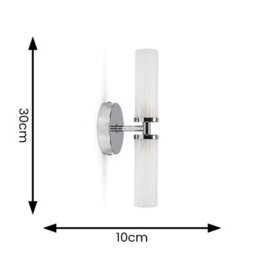 Valuelights Canya Polished Chrome Ip44 2 Way Frosted Reeded Glass Wall Light With Led Bulbs - thumbnail 7