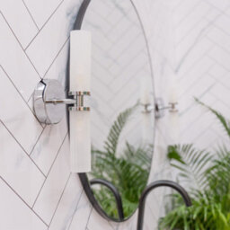 Valuelights Canya Polished Chrome Ip44 2 Way Frosted Reeded Glass Wall Light With Led Bulbs - thumbnail 3
