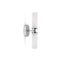 Valuelights Canya Polished Chrome Ip44 2 Way Frosted Reeded Glass Wall Light With Led Bulbs