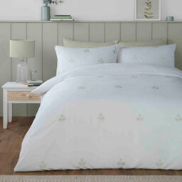 Serene Emily Embroidery Easy Care Embroidered Leaf Green Duvet Cover Set - thumbnail 1