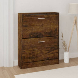 Walplus Shoe Cabinet Smoked Oak 59X17X81 Cm Engineered Wood - thumbnail 1