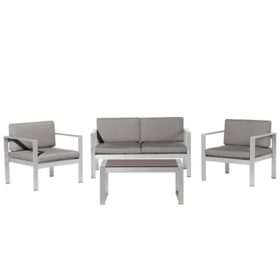 Beliani Garden Lounge Set With Table 4 Seater Salerno Metal Dark Grey - image 1