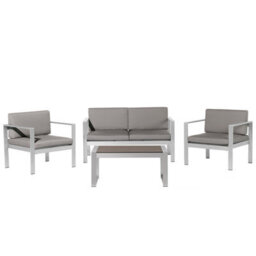 Beliani Garden Lounge Set With Table 4 Seater Salerno Metal Dark Grey - thumbnail 1