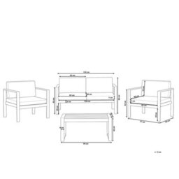 Beliani Garden Lounge Set With Table 4 Seater Salerno Metal Dark Grey - thumbnail 3