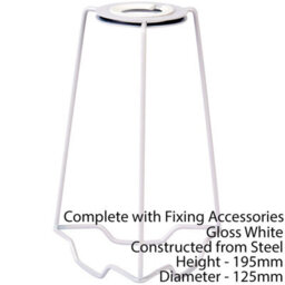 "7"" Lamp Shade Carrier Holder Fits 25mm Bulb Lamps White Steel Fixing Adapter Kit" - thumbnail 2