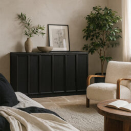 Wyld Haus Dali Black Wood 4 Panelled Door Sideboard - thumbnail 1