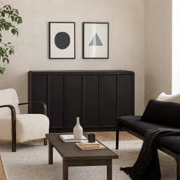 Wyld Haus Dali Black Wood 4 Panelled Door Sideboard - thumbnail 2