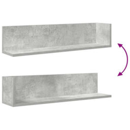 Berkfield Wall Shelves 2 Pcs Concrete Grey 75X16.5X16.5 Cm Engineered Wood - thumbnail 8