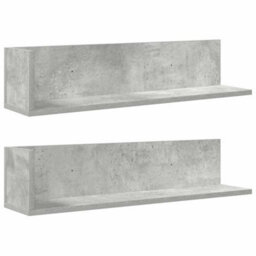 Berkfield Wall Shelves 2 Pcs Concrete Grey 75X16.5X16.5 Cm Engineered Wood - thumbnail 2