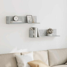 Berkfield Wall Shelves 2 Pcs Concrete Grey 75X16.5X16.5 Cm Engineered Wood - thumbnail 3