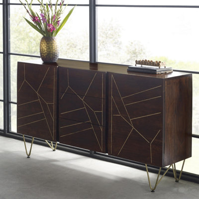 Worcester Dark Gold Extra Large Sideboard 3 Drawers And 2 Doors - image 1