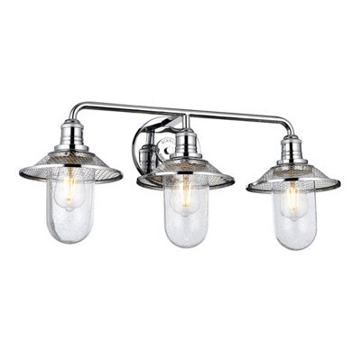 Luminosa Lighting Elstead Hinkley Rigby 3 Light Wall Light Polished Chrome Ip44 - image 1