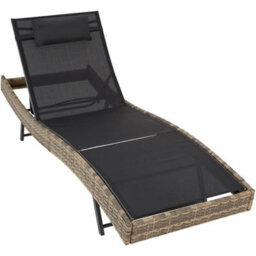 Tectake Sun Lounger Weatherproof And Uv-Resistant 6 Step Adjustable Backrest Poly Rattan  - Nature