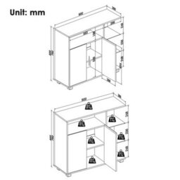 High Gloss Cabinet Freestanding Bathroom Storage Unit With Led Light Cupboards - thumbnail 2