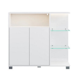 High Gloss Cabinet Freestanding Bathroom Storage Unit With Led Light Cupboards - thumbnail 6