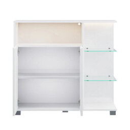 High Gloss Cabinet Freestanding Bathroom Storage Unit With Led Light Cupboards - thumbnail 7